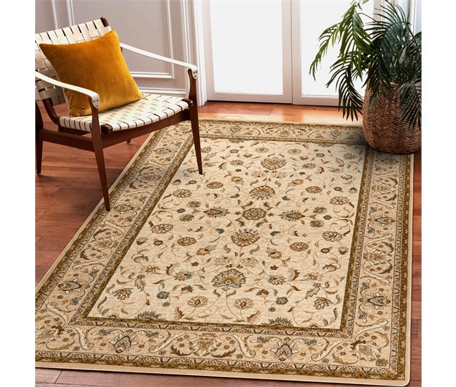 Alfombra de lana OMEGA ARIES flores  perla 170x235 Beige