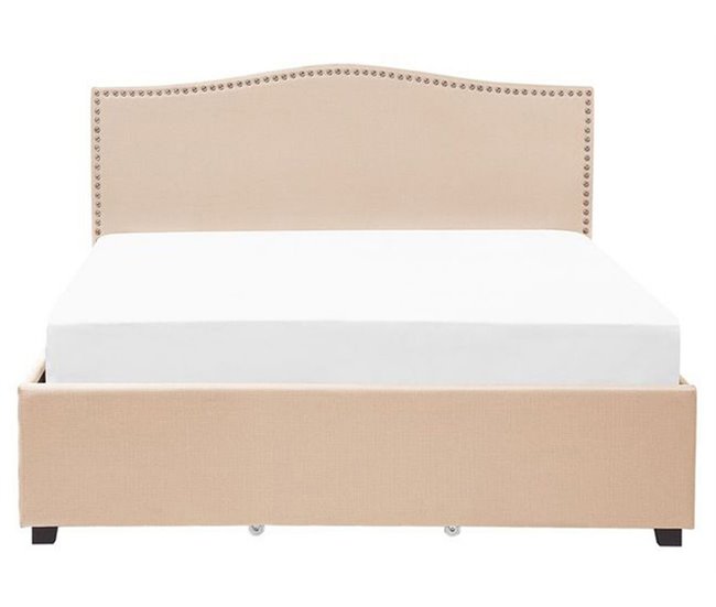 Beliani Cama con almacenaje Poliéster MONTPELLIER 167x213 Beige