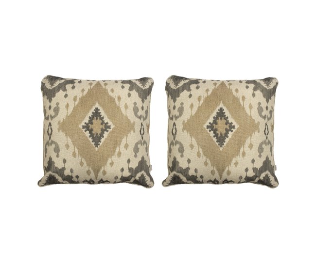 2 Fundas de cojín decorativo 85% algodón 15% lino PORTIA MAXI Beige