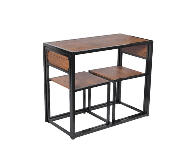 Conjunto DUO I mesa fija y 2 sillas de cocina Negro/ Madera