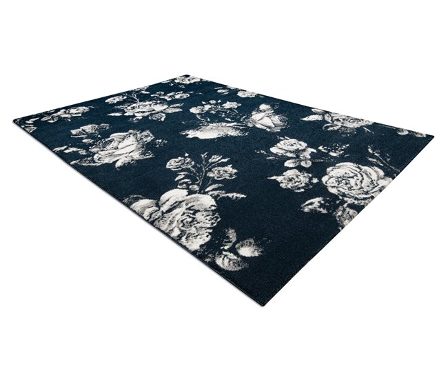 Alfombra GNAB Flores rosas 140x200 Azul Marino