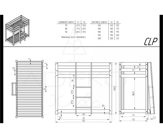 CLP Litera infantil de madera Mila 80x160 Natural