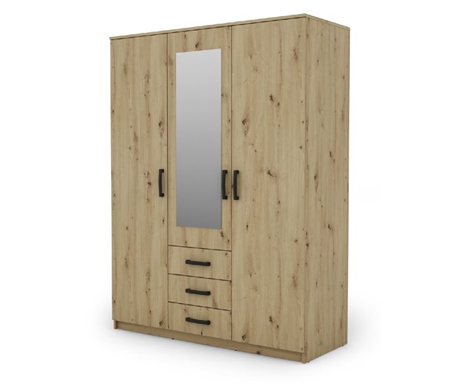 Armario DUNA 2 puertas batientes con espejo Roble Artisan