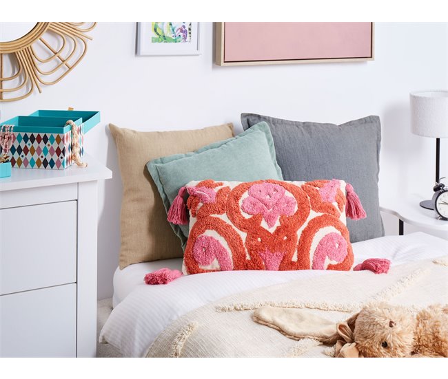 Beliani Cojín decorativo FRAKSINUS Rosa