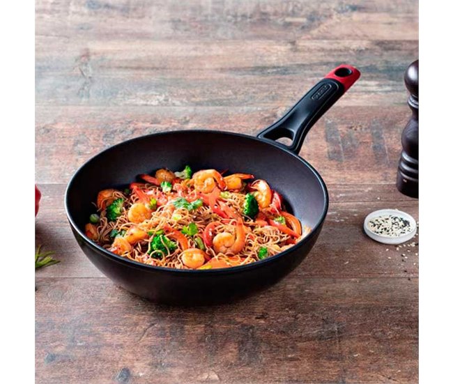 Wok Óptima+ Pyrex aluminio forjado antiadherente Negro