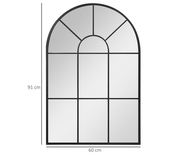 Espejo de Pared Metal, Vidrio HOMCOM, hogar - decoración hogareña 60x2 Negro
