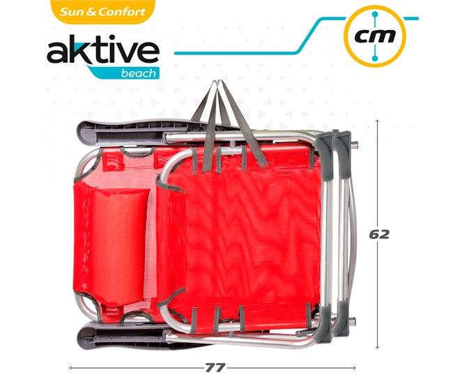 Aktive Pack 2 sillas playa multiposición con cojín Rojo