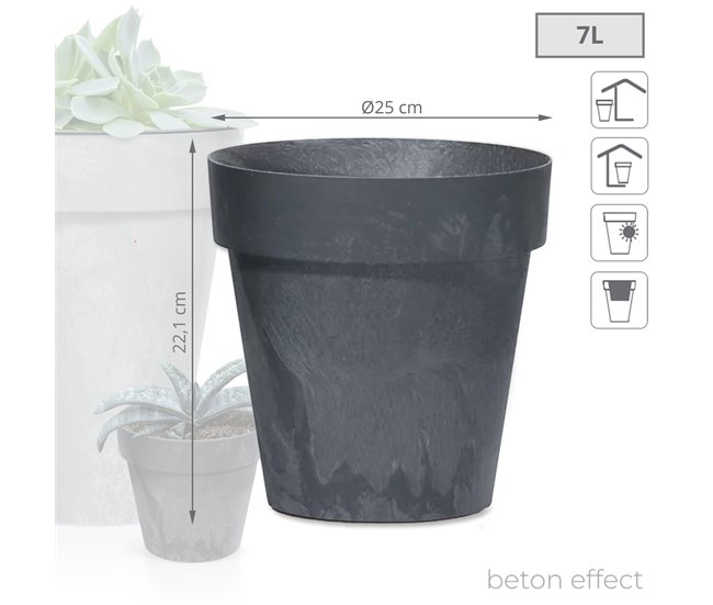 Maceta Cube Beton Effect 7L Antracita