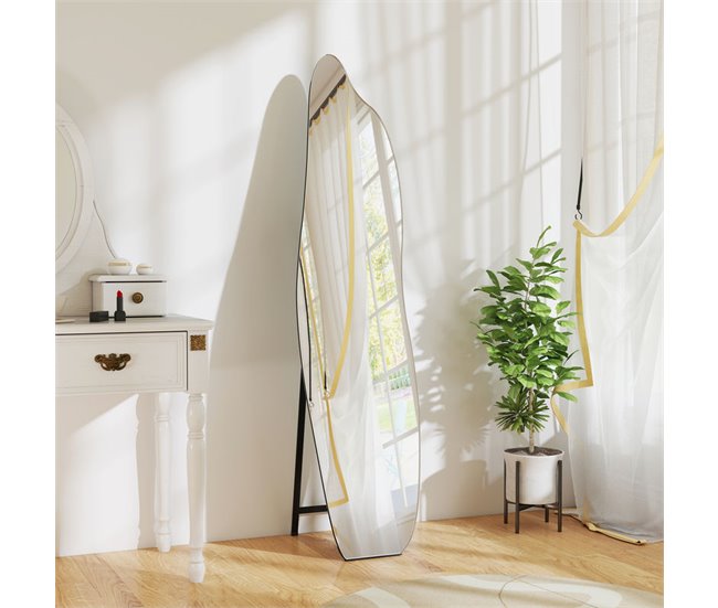 Espejo Cuerpo Entero Metal, Vidrio Templado HOMCOM Transparente