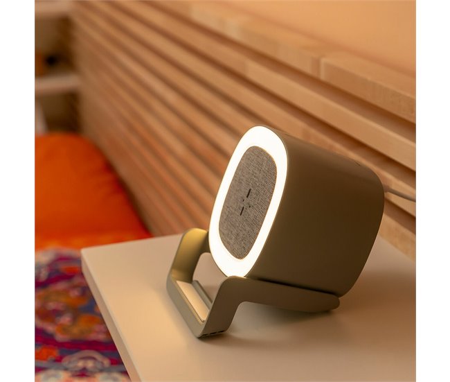 Altavoz Cargador Inalámbrico con LED Gris
