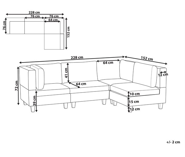 Beliani Sofá esquinero Poliéster UNSTAD Beige
