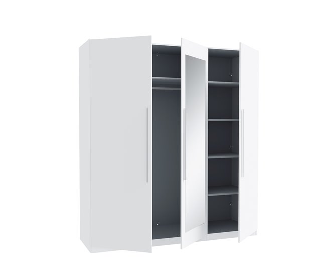 Armario HELEN puertas batientes 2 espejos 227x212cm Blanco