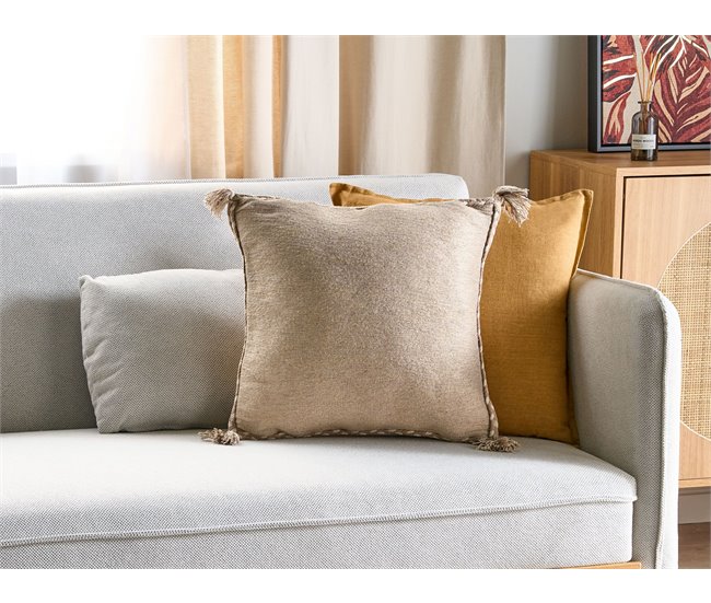 Beliani Cojín decorativo ERIGERON Beige