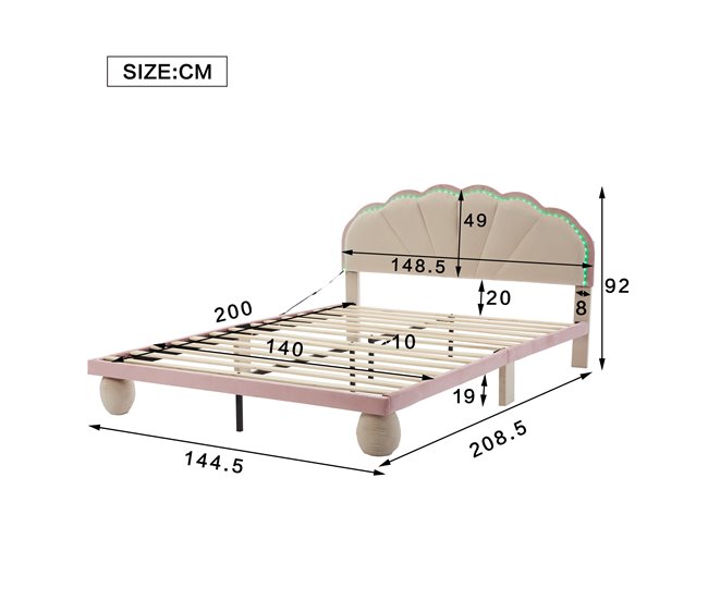 Cama infantil de terciopelo Rosa