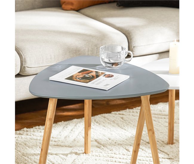 Set De 2 Mesas De Café Mesa Auxiliar FBT74-HG SoBuy 55x53 Gris