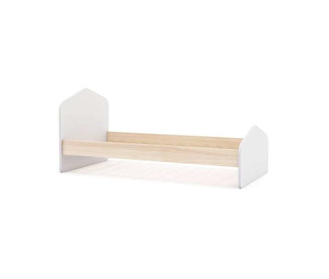 Cama juvenil Misty Cloud 195x100 Blanco/ Madera