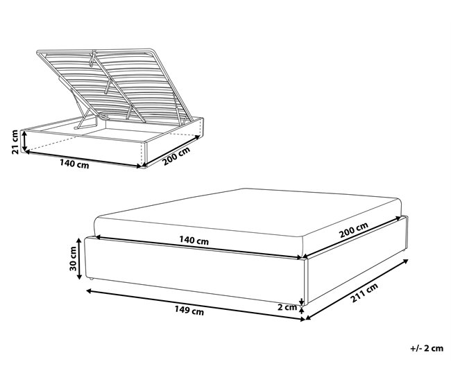 Beliani Cama con somier Poliéster DINAN 147x214 Beige