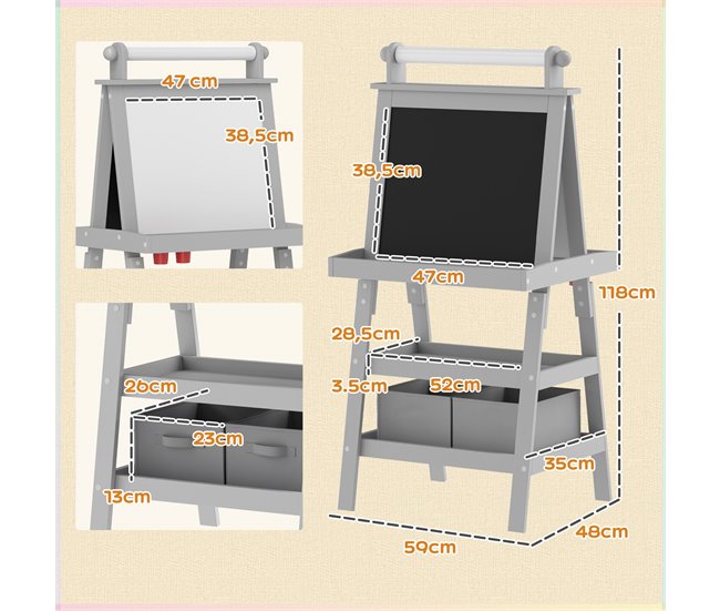 Caballete de Pintura MDF AIYAPLAY Gris