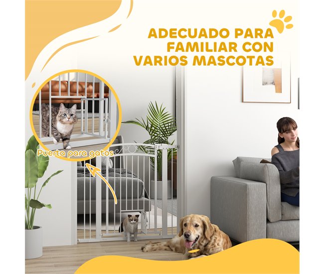 Barrera para Perros Acero, PA PawHut Blanco