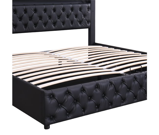 Cama de matrimonio de poliuretano con almacenaje 182x207 Blanco