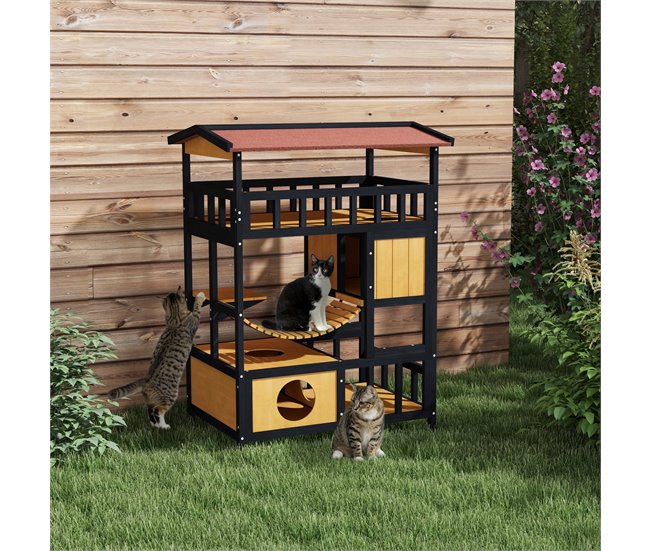 Caseta para Gatos Pino, Madera de Abeto Madera
