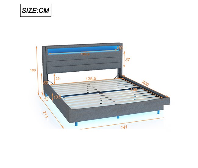 Camas de matrimonio 141x214 Beige