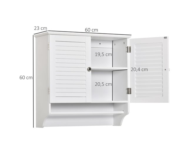 Armario Baño de Pared MDF kleankin, hogar - baño 60 Blanco