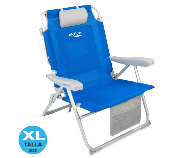 Aktive Pack 2 sillas playa XXL plegables y multiposición Azul