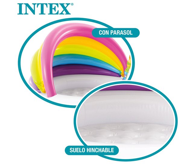 Piscina hinchable para bebé con toldo unicornio INTEX Multicolor
