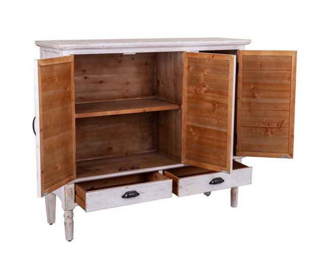 Aparador de madera tallada 3 puertas y 2 cajones Blanco