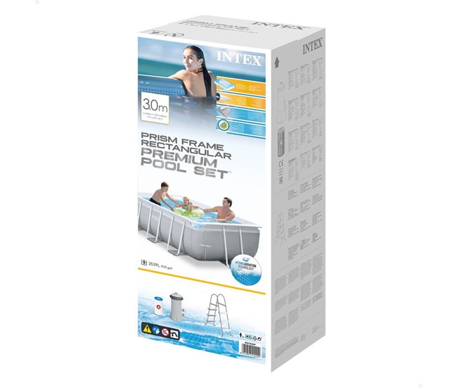 Piscina rectangular prism frame intex 300x175x80 cm con depuradora Gris