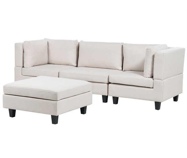 Beliani Sofá con reposapiés Poliéster UNSTAD Beige