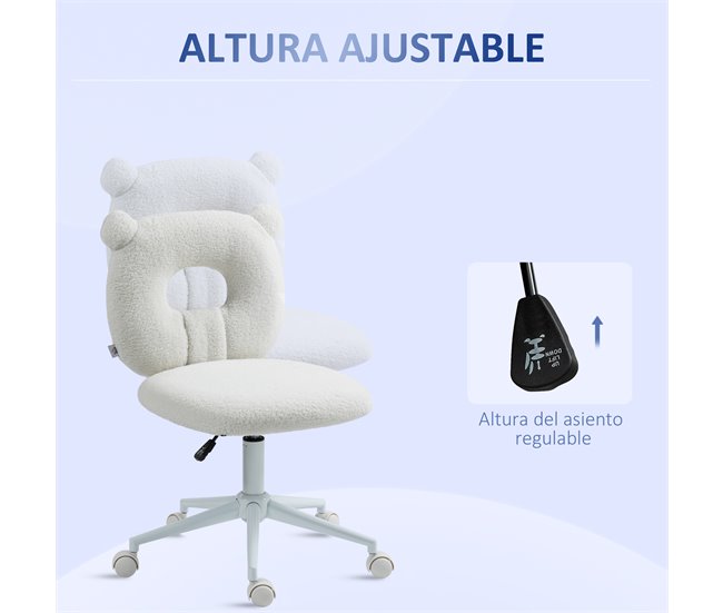 Silla de Escritorio Poliéster, Acero HOMCOM Blanco