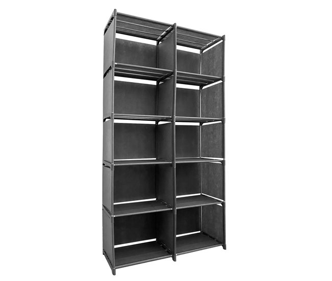 Estanteria Ordenacion 6 Pisos 12 Huecos PVC & Tela Nyana Home 80 Negro