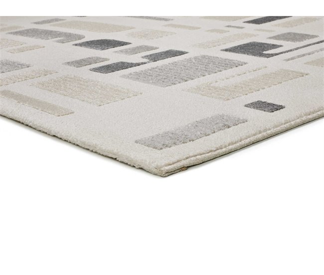 Alfombra geométrica con relieve FLORA - ATTICGO 133x190 Plateado