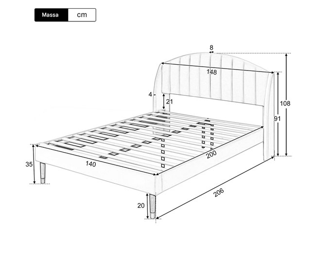 Marco de la cama 200x140 Gris