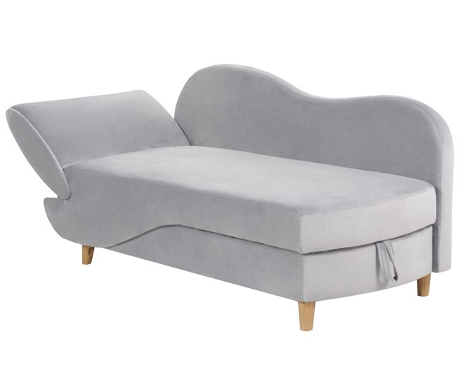 Beliani Chaise longue Terciopelo MERI Gris Claro