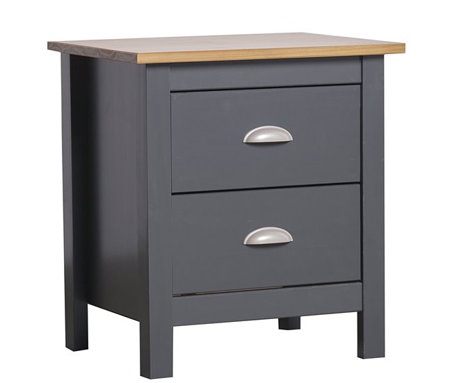 Mesita de Noche Jade de 2 cajones Gris/Roble Antracita
