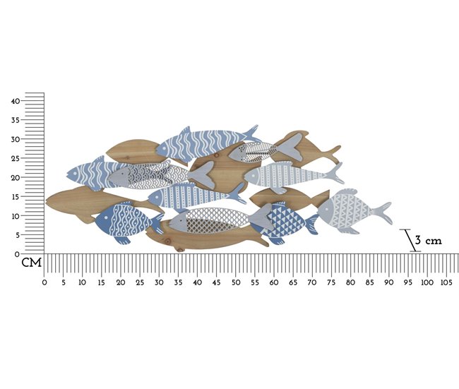 Decoración de Metal y Madera Pez 10 Multicolor