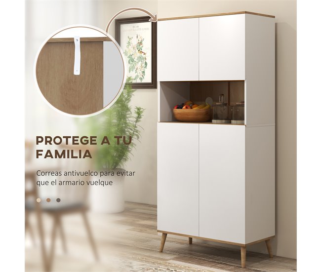 Alacena de Cocina Melamina de Madera HOMCOM, hogar - cocina Blanco