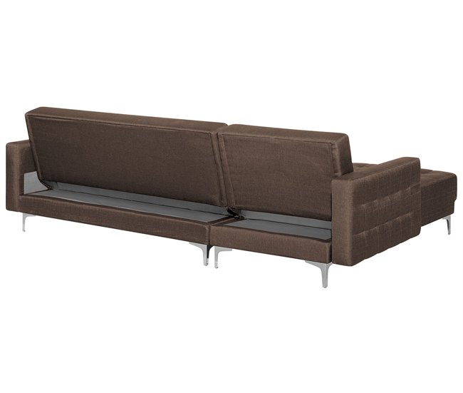 Beliani Sofá esquinero Poliéster ABERDEEN Gris Oscuro