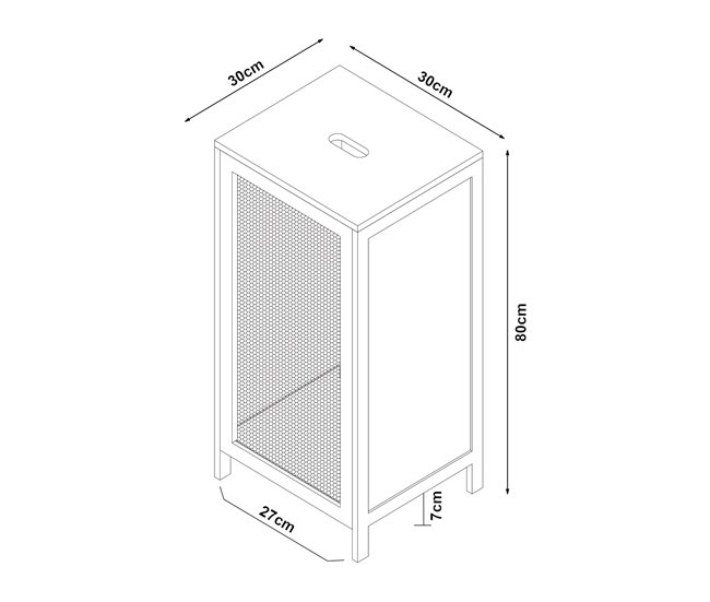 Cesto de ropa sucia Tervola 51 L Negro/ Madera