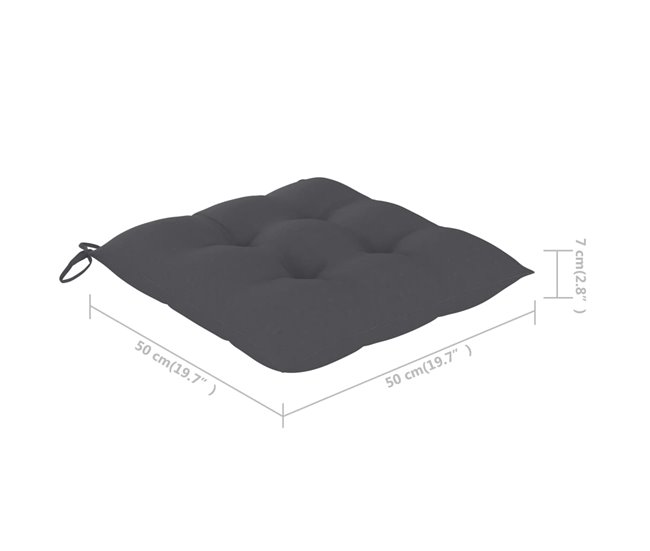 2 Sillas de comedor para jardín de madera con cojines Antracita