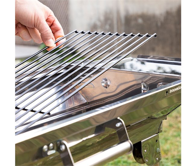 Barbacoa Plegable de Acero Inoxidable para Carbón Gris