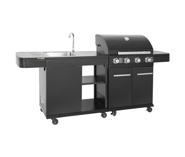 Cocina exterior modular FYRA - 4 quemadores Negro