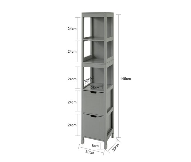Mueble Columna de baño FRG126-SG SoBuy Gris