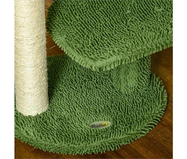 Árbol para Gatos Aglomerado de Madera, Chenilla, Sisal, Algodón Verde
