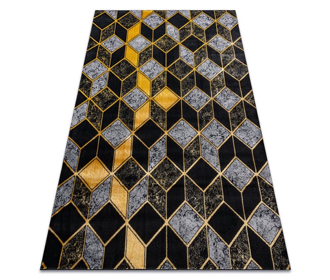 Alfombra GLOSS moderno 400B 86 elegante glamour art deco 3D 180x270 Negro