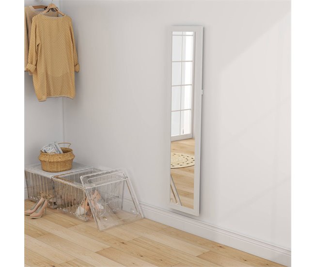 Espejo Cuerpo Entero MDF, Vidrio Templado HOMCOM Blanco