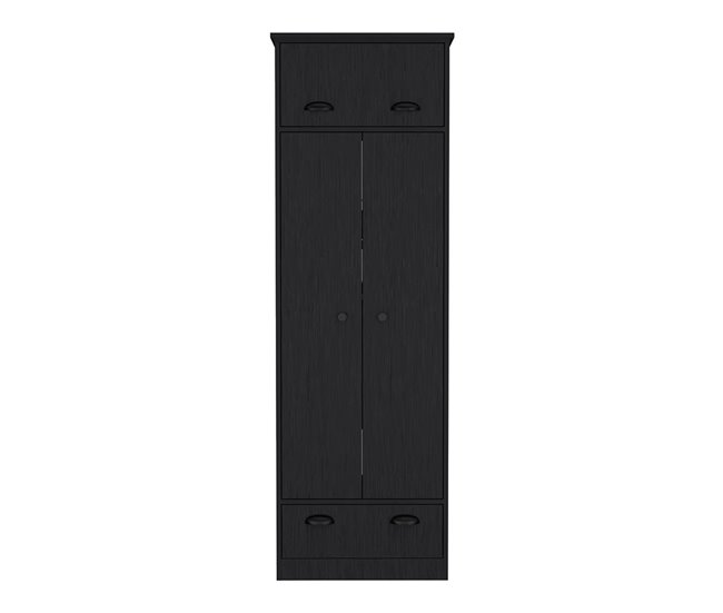 Armario falkland en melamina con 2 puertas, estantes y barra Negro